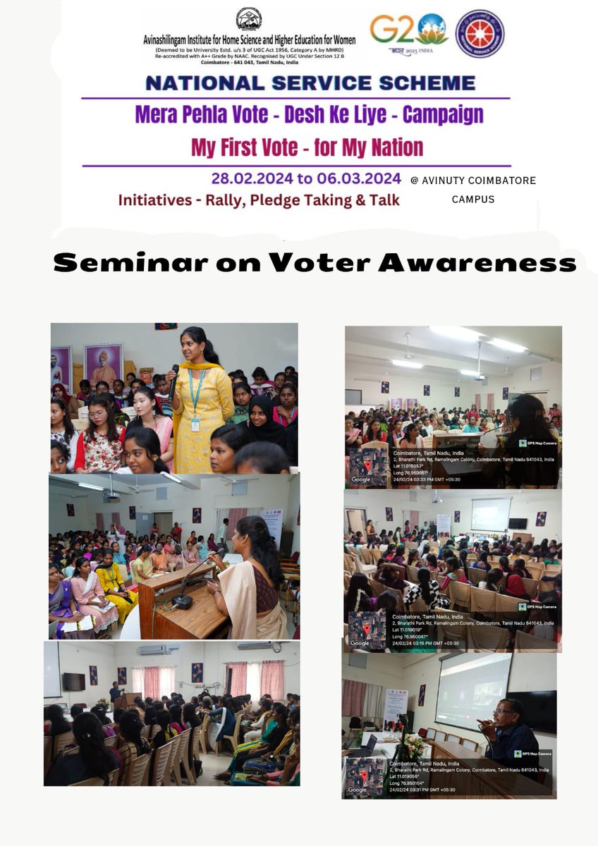 nssavinuty's tweet photo. NATIONAL SERVICE SCHEME
Voter Awareness activities were Conducted to play a crucial role in encouraging people to exercise their democratic right to vote.

#chunavkaparv 
#Deshkagarv
#voteforsure
#merapehlavotedeshkeliye 
#voteforright 
#nss
#nssrdchennai 
#nssavinashilingam https://t.co/NjcyKUnL9C