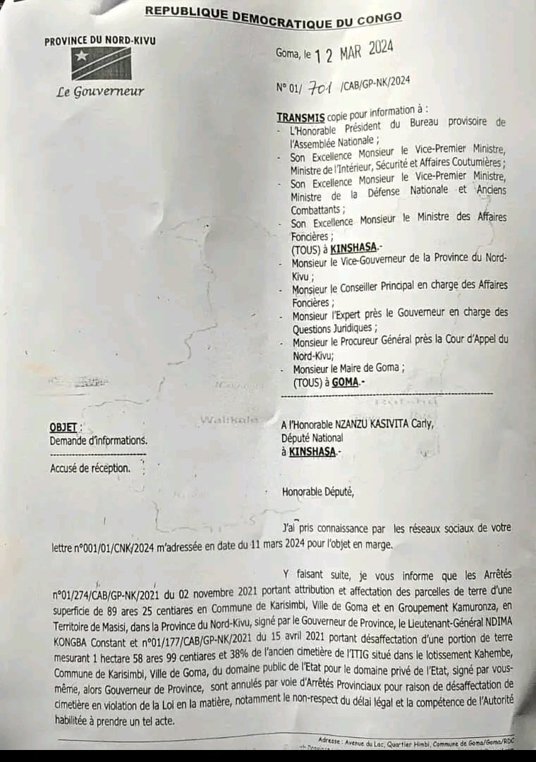 gofm2022's tweet photo. #GOMA : Tous les deux arrêtés provinciaux de #desafectation des #cimetières #ITIG sont finalement annulés par le GOUPRO #Peter #Chirimwami. L'un était signé par #Carly #Nzanzu en avril 2021 et l'autre par #Constant #Ndima en novembre de la même année sous #Etat_de_Siege. https://t.co/Gm6y8rtclY
