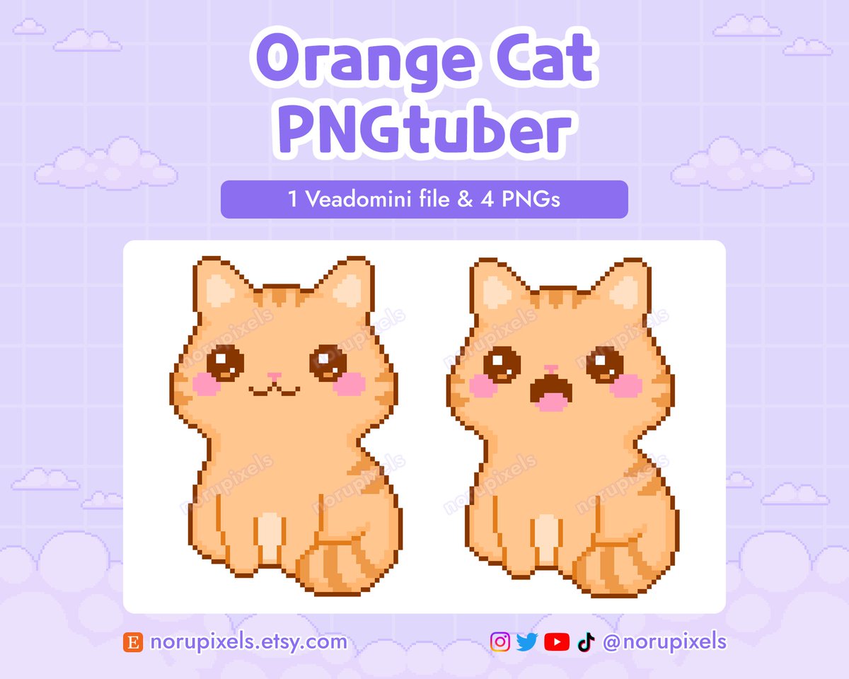 NoruPixels's tweet image. Pixel cat pngtubers coming soon 🐈💜

#pixelart