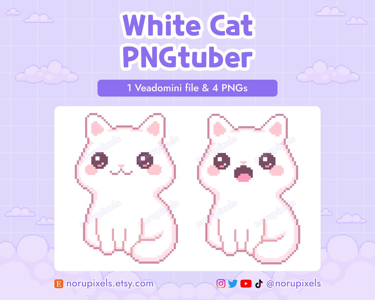 NoruPixels's tweet image. Pixel cat pngtubers coming soon 🐈💜

#pixelart