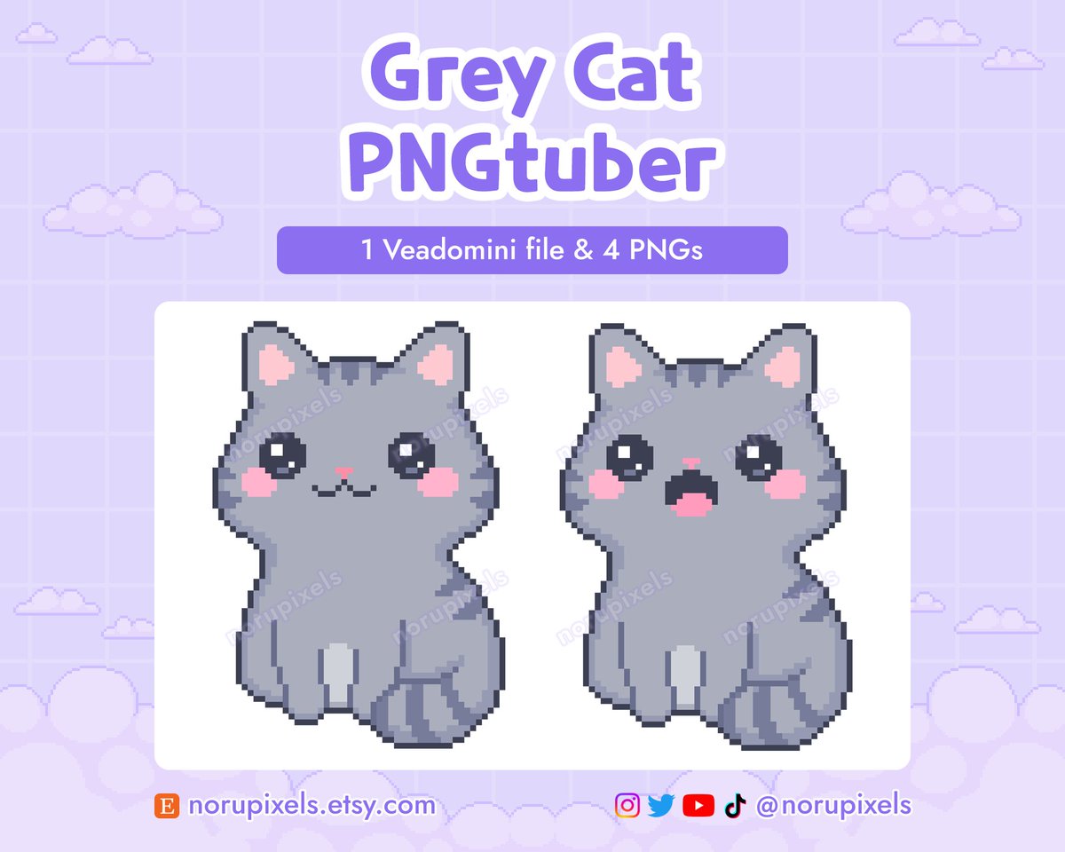 NoruPixels's tweet image. Pixel cat pngtubers coming soon 🐈💜

#pixelart