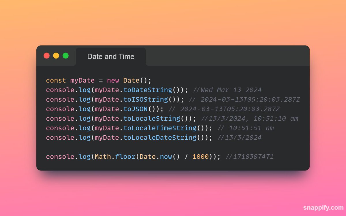 a6m02bgYV8dkEaM's tweet image. Embark on a journey to master JavaScript&apos;s Date object! Uncover the art of manipulating time effortlessly. Craft real-time digital wonders, bringing your projects to life with genuine allure. #JavaScriptMagic #TimeMastery 🚀✨