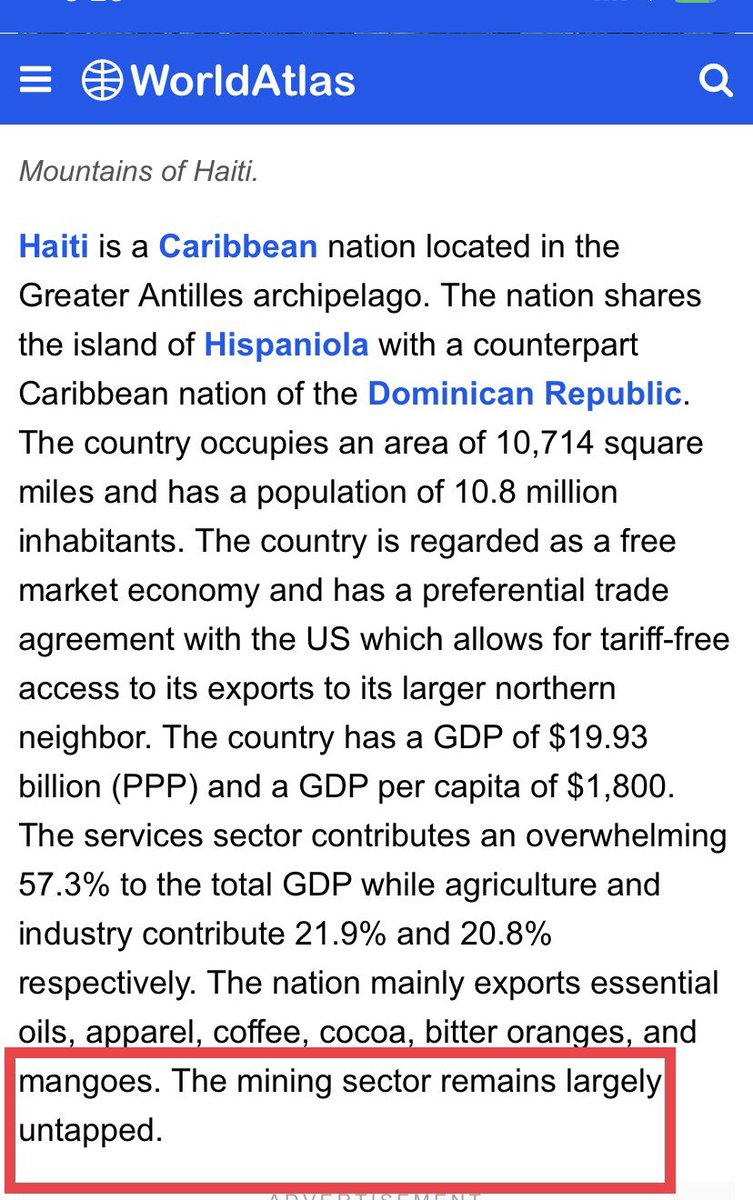 Even I’ve lived long enough to have seen propaganda and lies over these kind of resources.

Once the federal reserve tanks, what do the elite focus on? 

Gold. Oil. Land. Natural Resources?

They’ve killed and pillaged for far less…

#HaitiCrisis #HaitiGangViolence #Haiti