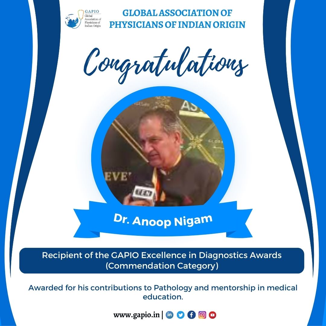 🌟 Celebrating Excellence in Pathology 🌟
Congratulations to Dr. Anoop Nigam on receiving the GAPIO Excellence in Diagnostics Awards in the Commendation Category!

#GAPIO #Pathology #MedicalEducation #Diagnostics #HealthcareLeaders #InspiringDoctors #GAPIOAwards2024