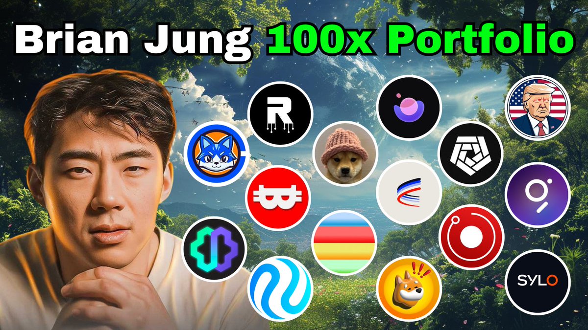 Famous YouTuber Brian Jung just revealed his 100x Crypto Portfolio for  2024! His picks cover AI, BASE, Memecoins and even Low-Cap Gaming Coins🤯  Here are all 15 projects + @thebrianjung comments on