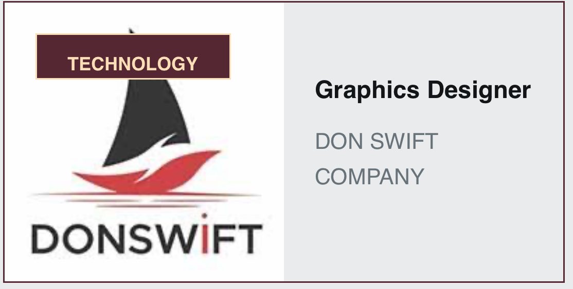 JobNoticeUG's tweet photo. Donswift Company is looking for a Graphics Designer.

Details here: https://t.co/z3s70Ln6H4 https://t.co/iAgrPYjS88