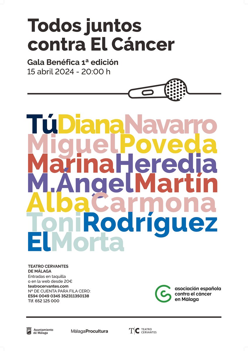 Joaquín Morales Rubio (@joaquinmoralesy) on Twitter photo El 15 de abril, en el <a href="/TeatroCervantes/">Teatro Cervantes</a> , Gala "Todos Juntos Contra el Cáncer" <a href="/ContraCancerMA/">Asociación Española Contra el Cáncer en Málaga</a>
<a href="/Diana_Navarro/">Diana Navarro</a>
<a href="/MiguelPoveda/">Miguel Poveda</a>
<a href="/marina_heredia/">Marina Heredia</a>
<a href="/Tunomandas/">Tú no mandas 🏳️🌈</a>
<a href="/albacarmona_/">Alba Carmona</a>
<a href="/elgordodelcadiz/">Toni Rodriguez</a>
#elmorta
Solo nos faltas TÚ
Entradas ya a la venta
unientradas.es/janto/main.php…... El 15 de abril, en el <a href="/TeatroCervantes/">Teatro Cervantes</a> , Gala "Todos Juntos Contra el Cáncer" <a href="/ContraCancerMA/">Asociación Española Contra el Cáncer en Málaga</a>
<a href="/Diana_Navarro/">Diana Navarro</a>
<a href="/MiguelPoveda/">Miguel Poveda</a>
<a href="/marina_heredia/">Marina Heredia</a>
<a href="/Tunomandas/">Tú no mandas 🏳️🌈</a>
<a href="/albacarmona_/">Alba Carmona</a>
<a href="/elgordodelcadiz/">Toni Rodriguez</a>
#elmorta
Solo nos faltas TÚ
Entradas ya a la venta
unientradas.es/janto/main.php…...