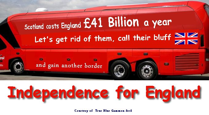 @Hendehibby I support English Independence, but 30p Lee and his countrymen are too scared .
Go for it, you deserve it. You don't need permission just balls
#Englishindependence