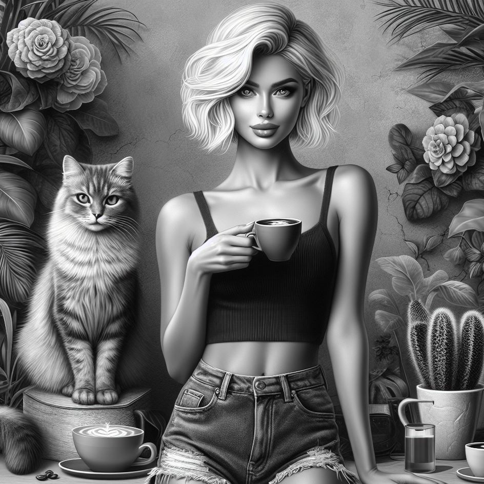 Stunning digital illustration 
of a woman and a cat. #blackandwhiteart 

QT your Black and White art