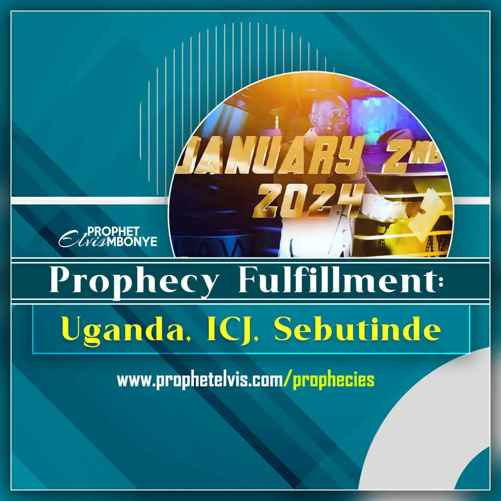 ElbarMbonye's tweet photo. #Prophecy Fulfilment: #Uganda #ICJ #Sebutinde
https://t.co/I9VhiGBbMW
#ProphetElvisMbonye
#PowerOfProphecy https://t.co/CJrBbZwCBu