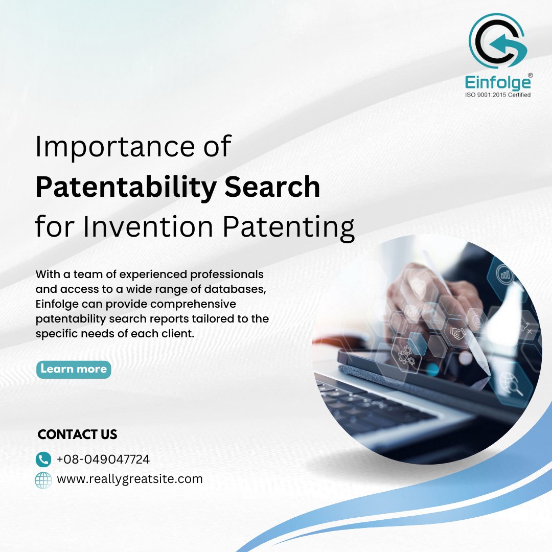 This blog will provide an exposition on the concept of a patentability search, its significance, and other pertinent subjects. 

For more details, read the full Blog: einfolge.com/blog/Importanc…

#patentabilitysearch #Priorartsearch #Noveltysearch #Patentresearch #einfolge