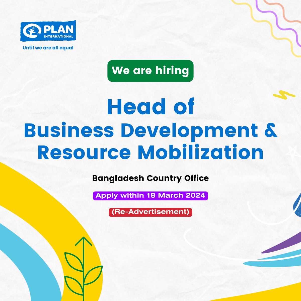 𝐕𝐚𝐜𝐚𝐧𝐜𝐲 𝐀𝐧𝐧𝐨𝐮𝐧𝐜𝐞𝐦𝐞𝐧𝐭! Position: 𝐇𝐞𝐚𝐝 𝐨𝐟 𝐁𝐮𝐬𝐢𝐧𝐞𝐬𝐬 𝐃𝐞𝐯𝐞𝐥𝐨𝐩𝐦𝐞𝐧𝐭 & 𝐑𝐞𝐬𝐨𝐮𝐫𝐜𝐞 𝐌𝐨𝐛𝐢𝐥𝐢𝐳𝐚𝐭𝐢𝐨𝐧 Location: Dhaka Application Deadline: 𝟏 𝟖 𝐌𝐚𝐫𝐜𝐡 𝟐𝟎𝟐𝟑 For details, follow the link- jobs.bdjobs.com/jobdetails.asp…