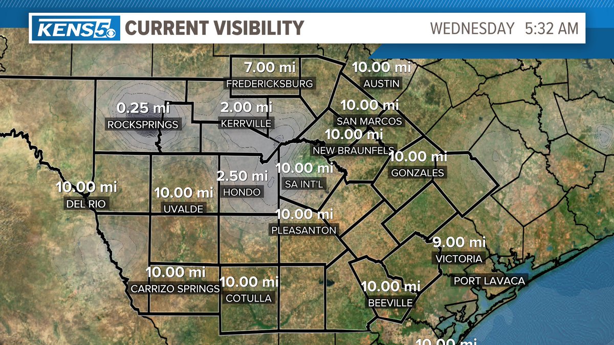 It's foggy this morning! You might catch a few raindrops on your windshield as well, but it won't be significant. Drive safely!