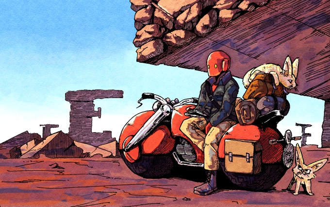 「1boy motorcycle」 illustration images(Latest)