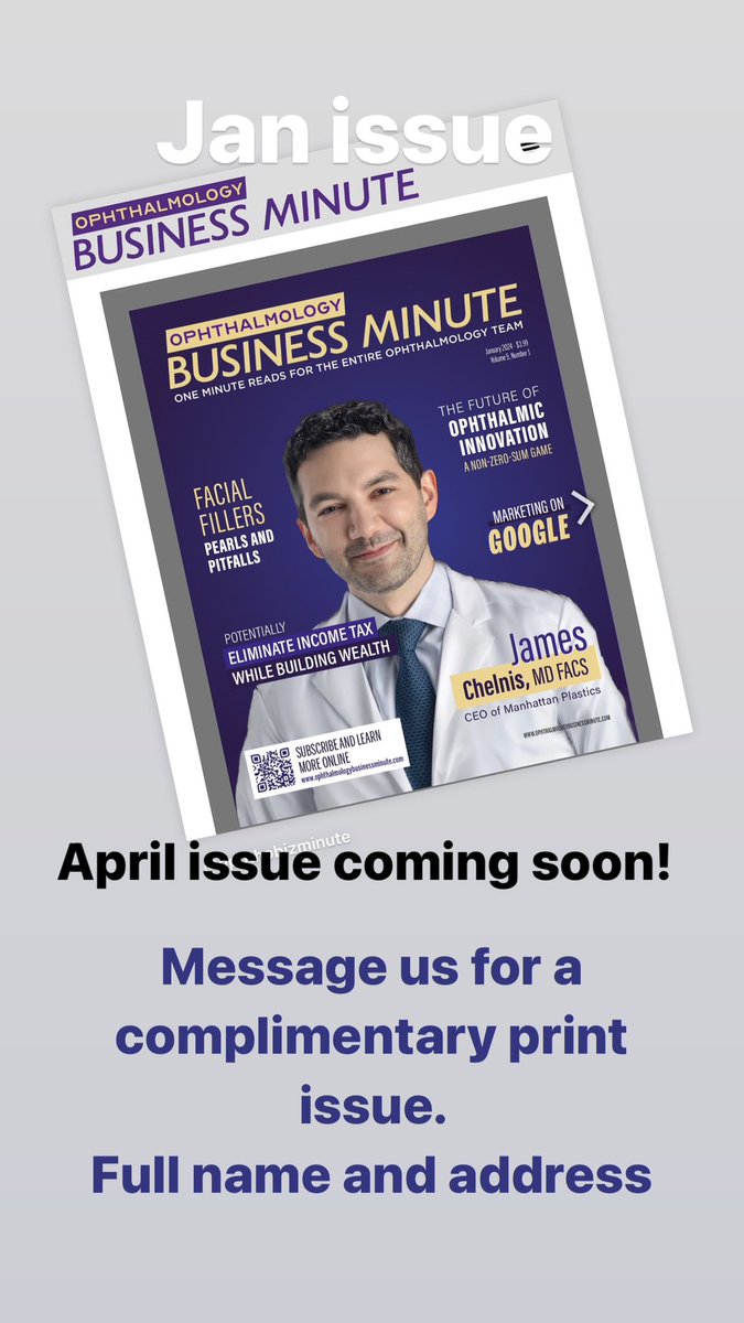 Business pearls for the entire ophthalmic team! OphthalmologyBusinessMinute.com <a href="/ChelnisMD/">J. Chelnis, MD of Manhattan Face And Eye</a> #ophthalmologist #optometrist #Entrepreneur #business #leadership #ophthalmologyresident <a href="/EyeFlyMD/">Matt Hirabayashi, MD</a> <a href="/DrMarkLobanoff/">Dr. Mark Lobanoff</a>