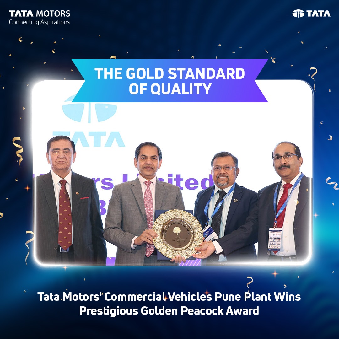Tata Motors' Commercial Vehicles Pune Plant celebrates receiving the esteemed Golden Peacock Quality Award 2024 at the UAE Global Convention, marking a milestone in the continuous journey towards excellence and innovation in the automotive industry.…