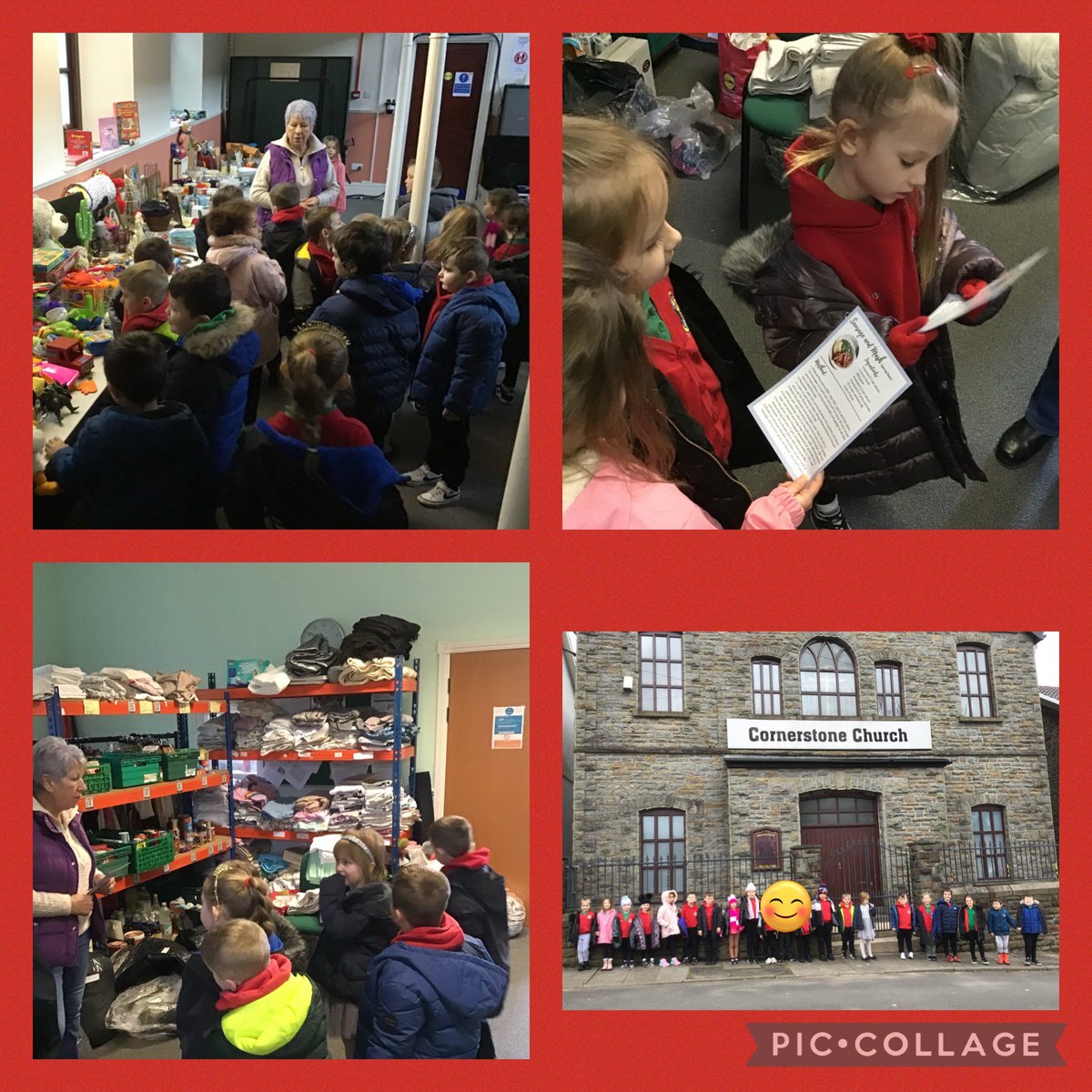 IA 3.1 As part of our big question ‘Who helps us in Cwmbach?’ Dosbarth Palm visited Cornerstones Church and learnt all about the help that they provide the community! @CscHumanities @LlandaffDio