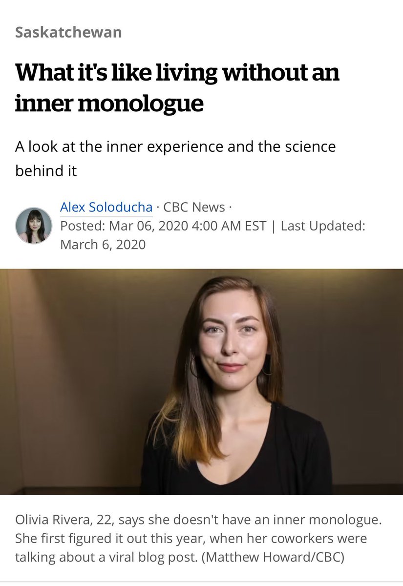 If you ever struggle to understand why things are the way they are and why life is so terribly frustrating, remember that 50% of the population don't even have an inner monologue and they get to vote too.