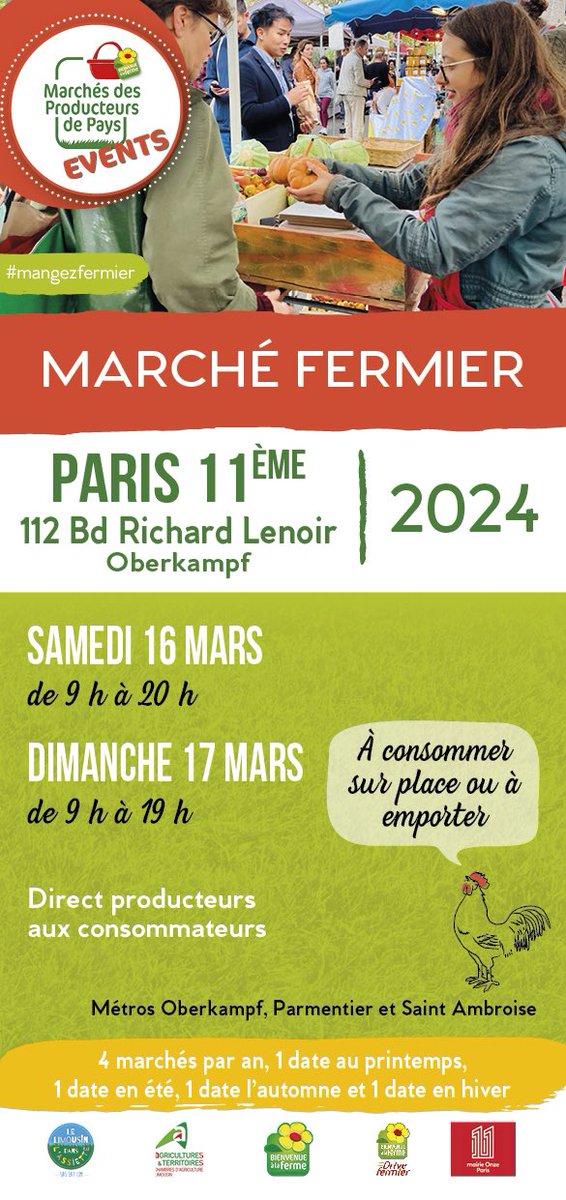 MARCHÉ DES PRODUCTEURS DE PAYS PARIS 11 Rdv ce week-end sur le site Popincourt Oberkampf marché festif et gourmand #marchesfermiers #agriculteurs @Bienvenueferme