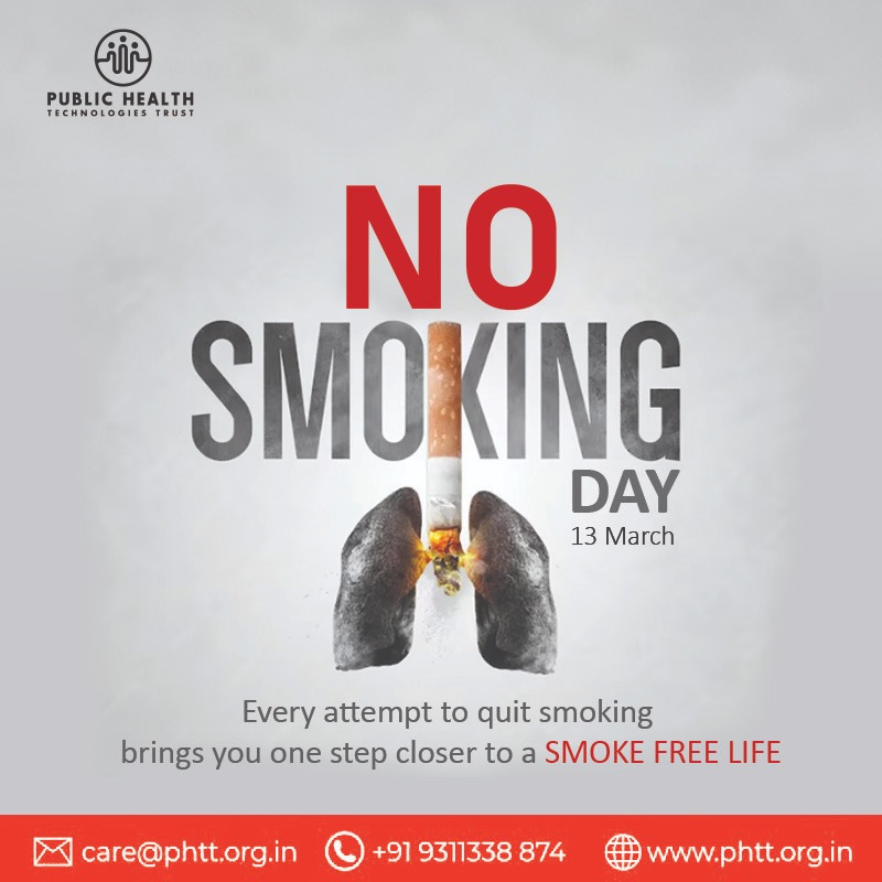 No Smoking Day is observed on the second Wednesday of March. The day is observed to spread awareness about the harmful impact of smoking. #PHTT #quitsomking #healthierlongerbetterlives #SmokeFreeLife