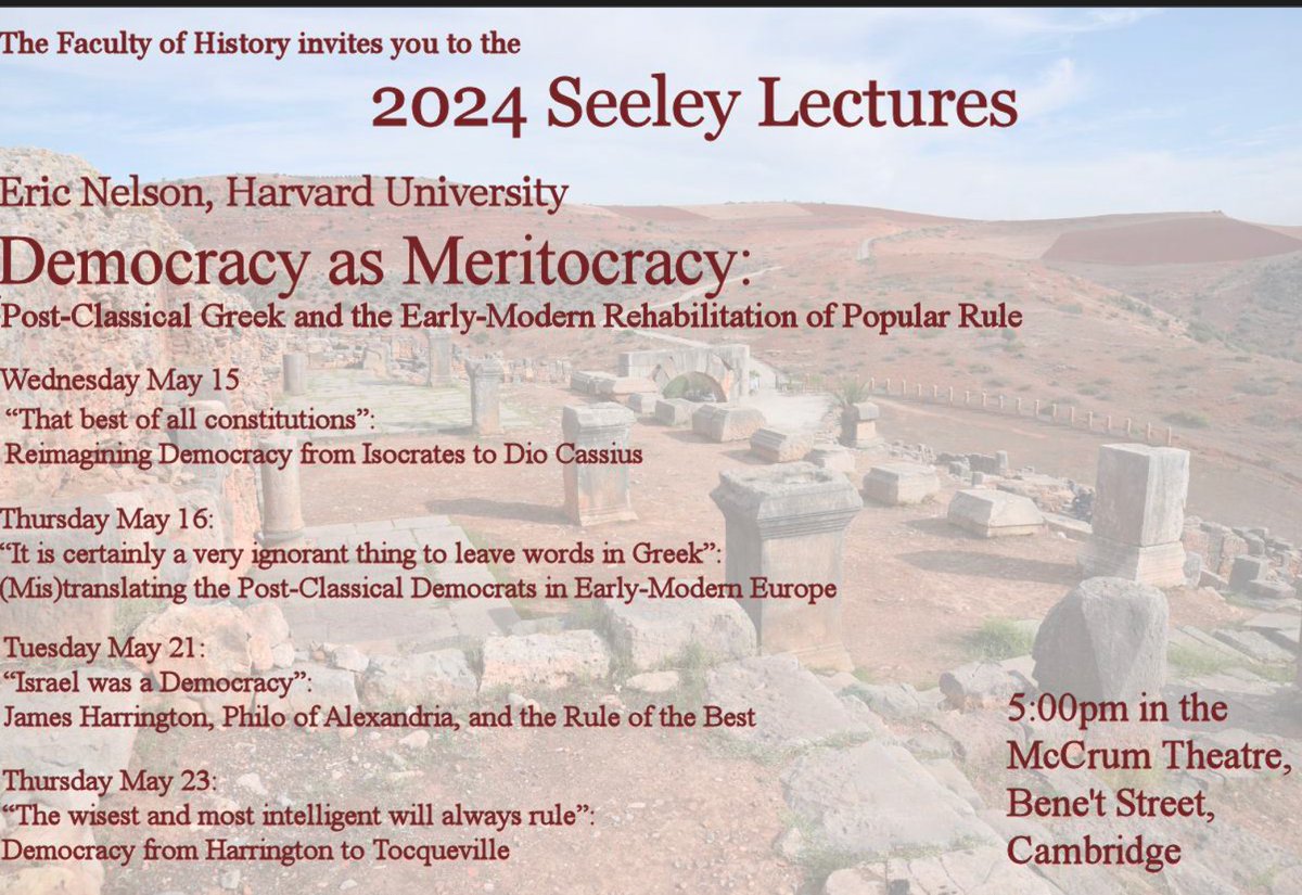 At the very moment India will have elected a new government, a stunner of a lecture series on Democracy by Eric Nelson that promises to be the real deal. Frankly, can't wait! @cambridge_cpt