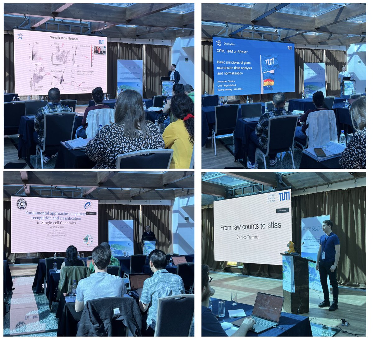 MyeInfoBank's tweet photo. Gathered in beautiful Budva for our Annual WG &amp; MC meeting with Hybrid Workshop! SIMBA🦁is here too, working &amp; enjoying the scenery. We kicked off our workshop with presentations from @petitprez_f, @alexdietrich_, @Bioinfomagics, @itisalist, @nico_trummer in the morning session. https://t.co/YMRyAkNBSe