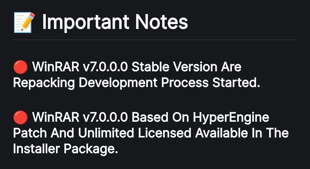 RaptorRepack's tweet image. WinRAR v7.0.0.0 Stable Release Very Soon....