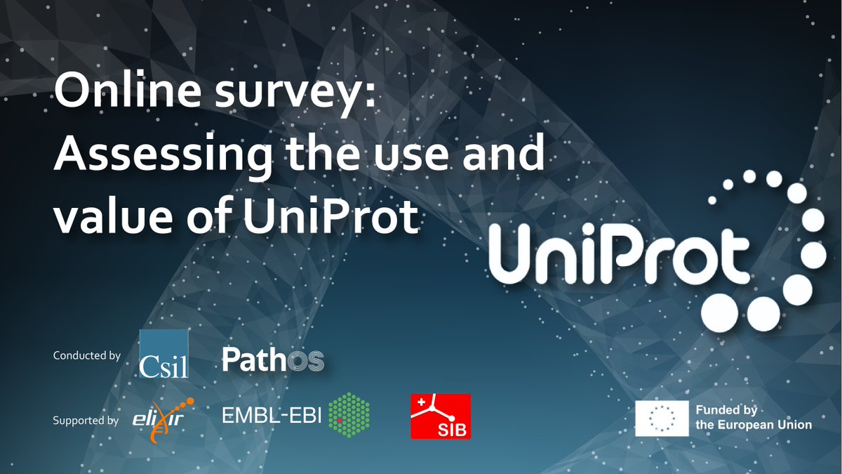 🙌 Fill out the online survey to help @uniprot assess its use and value! The survey created by CSIL, in collaboration with ELIXIR, @ISBSIB and @emblebi, as part of the EU-funded 🔬 @PathOS_EU project aims to identify and map the impacts of open science. ec.europa.eu/eusurvey/runne…