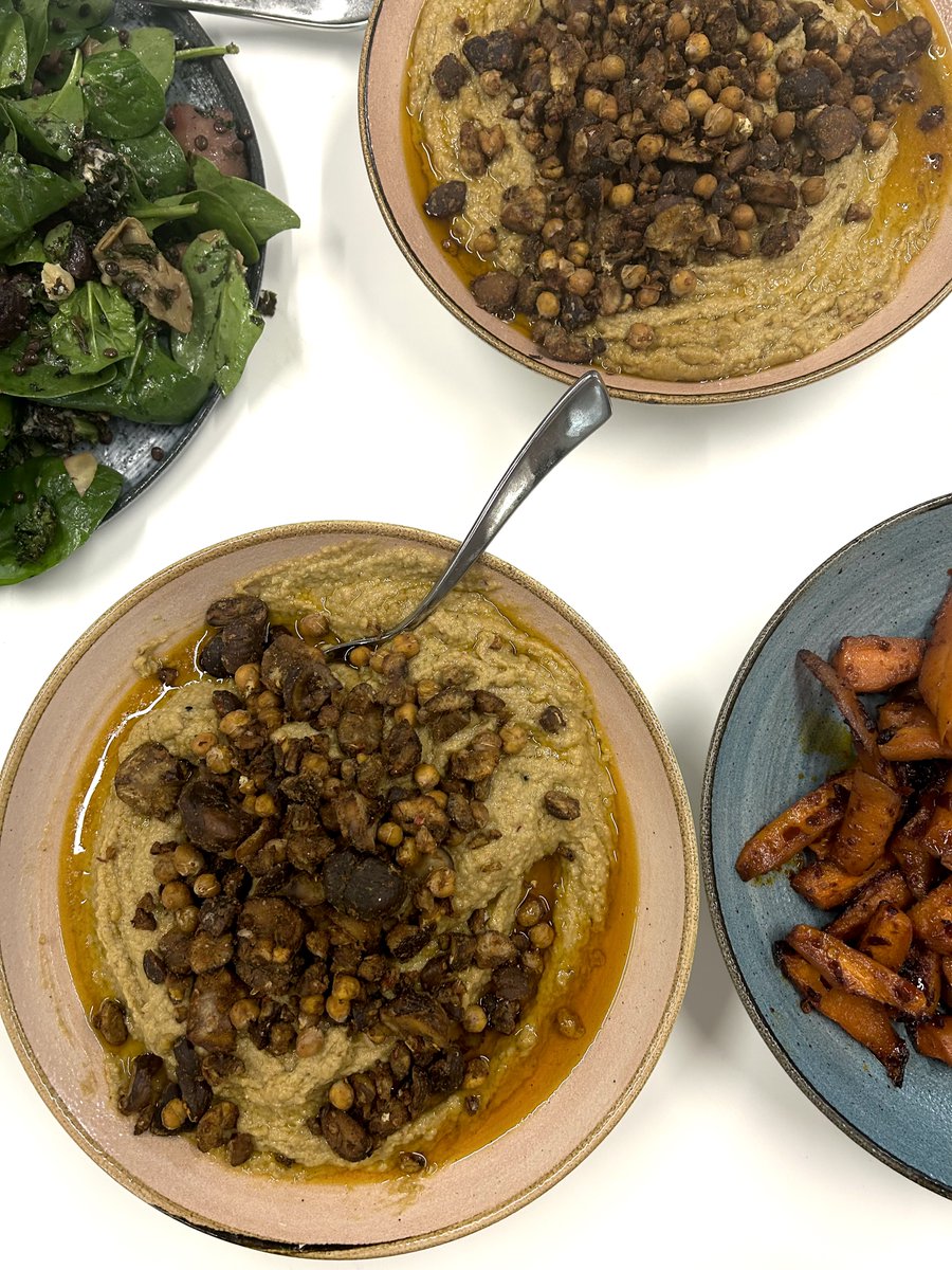 Chestnut hummus: the dip you never knew you needed. Our brilliant chef, Rob, whipped this up for the team and it was 🤌🤌 Gently spiced with Ras el Hanout - it's the perfect element to a mezze feast. Get the full recipe via the link in our bio. #hummus #chestnut #salad #dips