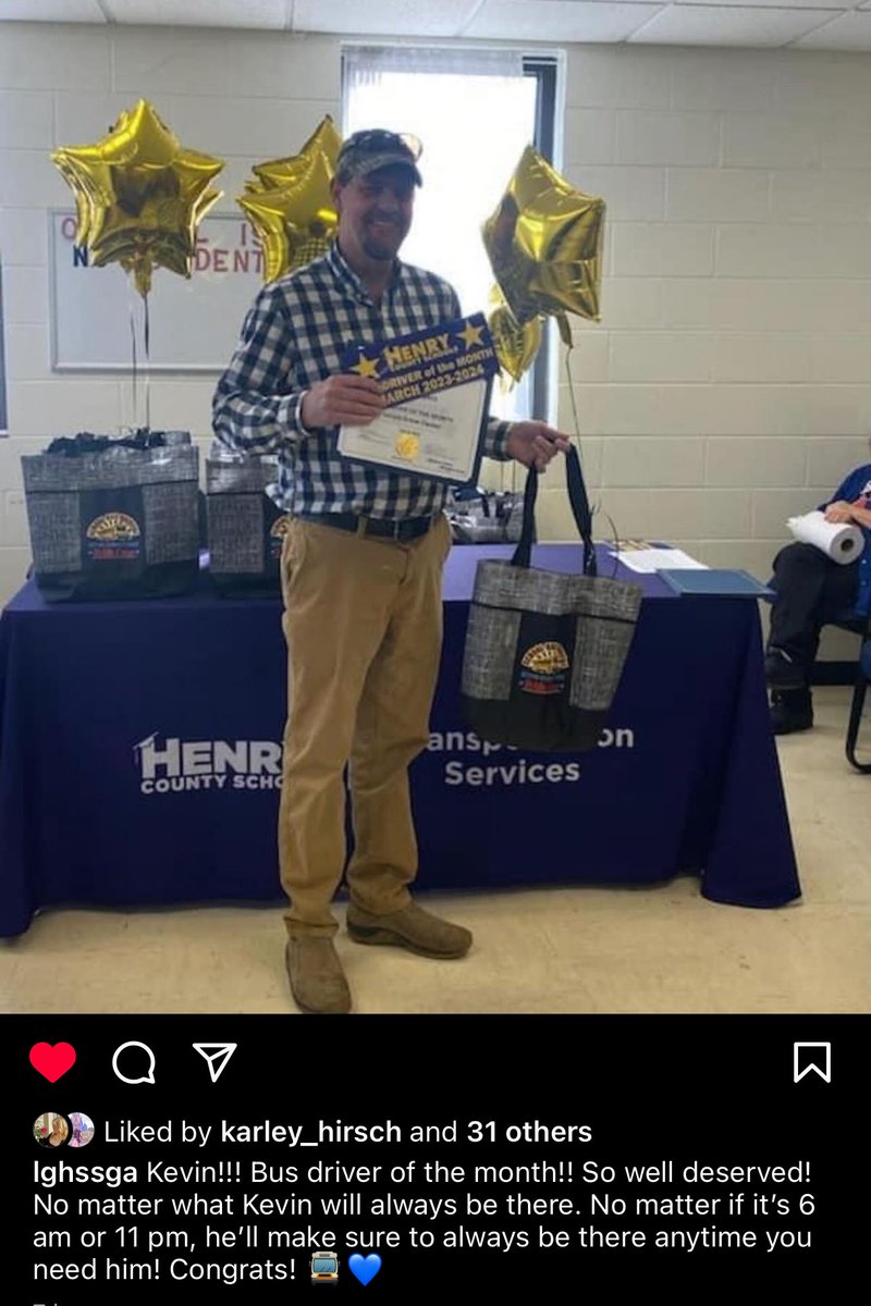 LGHS_HCS's tweet photo. Bus Driver of the month! Thankful all our HCS drivers every day!! https://t.co/RyQ49xi1fr