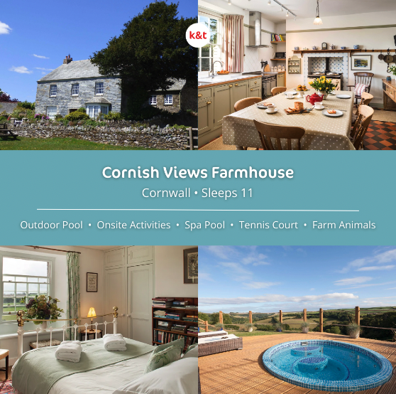 New Holiday Let in #Cornwall - Cornish Views Farmhouse . Fabulous farm stay with heated pool, spa pool & tennis court for 11 people, close to Looe. Look closer : tinyurl.com/5fnr3f6s #visitcornwall #dogfriendly #swimmingpool #staycation #holidayhome #selfcatering #ukbreak