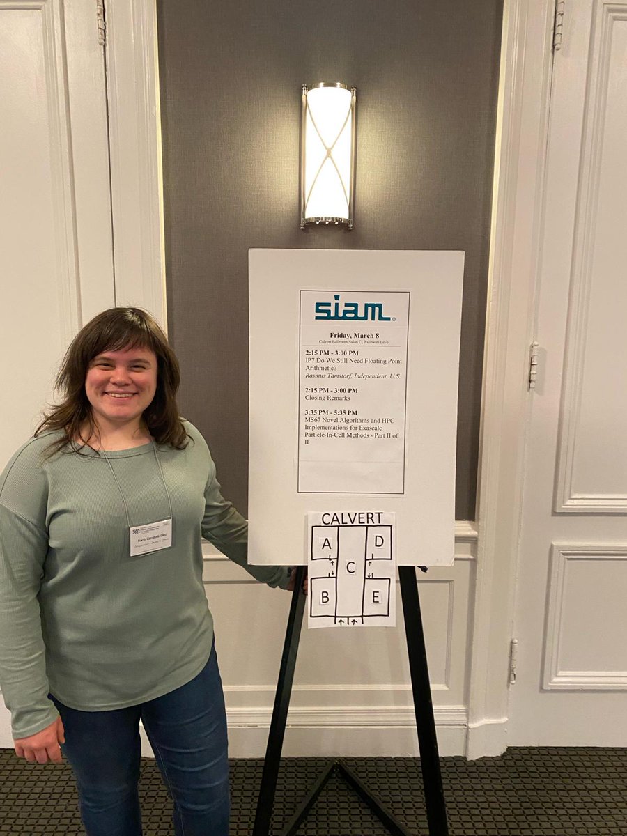 Last week our colleague @rocio_c_s attended the SIAM Conference on Parallel Processing for Scientific Computing (SIAM PP 2024) held in Baltimore, USA.

#appliedMathematics #siampp24 #siam #Research