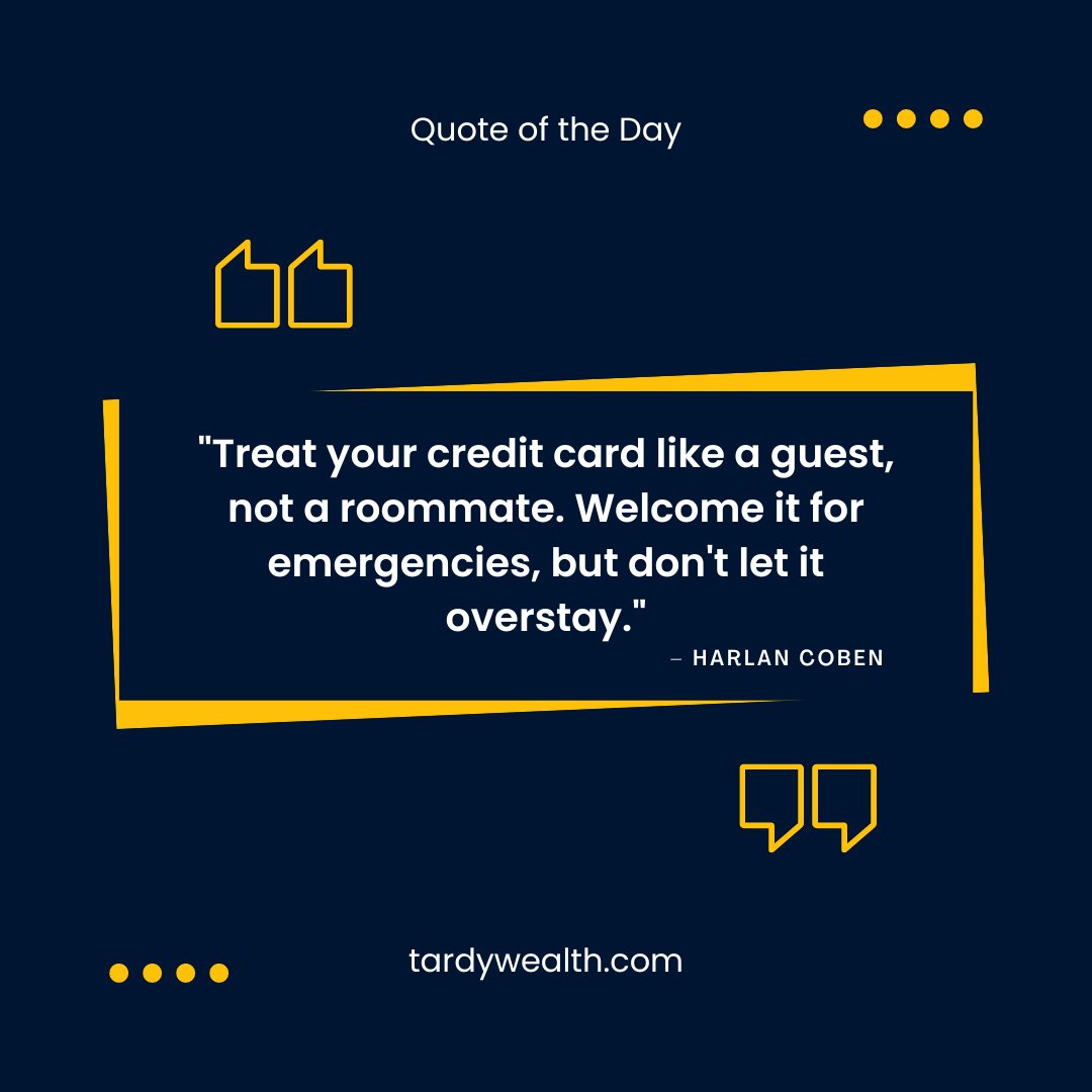 tardywealth's tweet photo. Credit cards are for temporary needs, not everyday spending. Budget effectively to avoid debt.

#tardywealth #qotd #personalfinance #responsiblecredit #budgeting #creditcards https://t.co/5KNMyVjn27