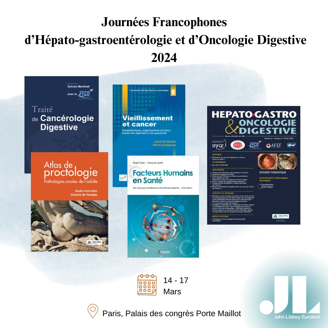 JLE - John Libbey Eurotext (@john_libbey) on Twitter photo 📍 Rendez-vous dès demain sur les #JFHOD2024👉et retrouvez <a href="/hepato_gastro/">Hépato-Gastro&Oncologie Digestive</a>, la revue de FMC de la #SFNGE ainsi que nos ouvrages de spécialité sur notre stand n°30.
Niveau 2, coté Neuilly, Palais des congrès de Paris.
#alimentation #hepatogastro #gastrologie 📍 Rendez-vous dès demain sur les #JFHOD2024👉et retrouvez <a href="/hepato_gastro/">Hépato-Gastro&Oncologie Digestive</a>, la revue de FMC de la #SFNGE ainsi que nos ouvrages de spécialité sur notre stand n°30.
Niveau 2, coté Neuilly, Palais des congrès de Paris.
#alimentation #hepatogastro #gastrologie