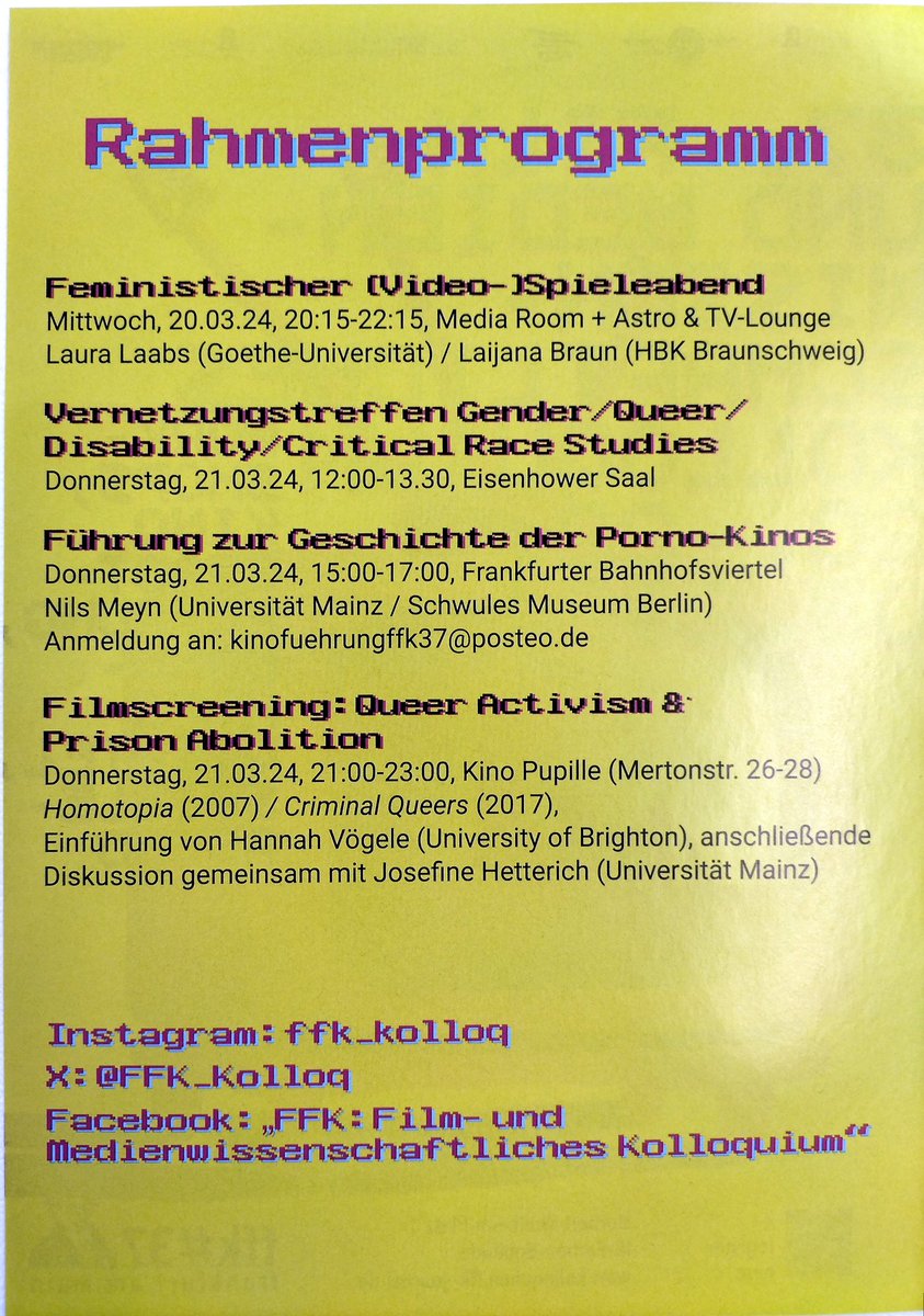 Here’s a list of our specially curated events for you throughout the program. We continue to look forward to welcoming you all to Goethe University Frankfurt!

#ffk37
#specialevents
#frankfurt
#goetheuniversität