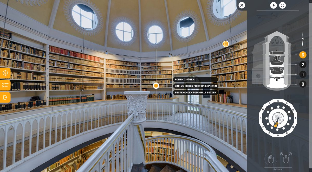 DirektorHAAB's tweet photo. Besonders praktisch: Durch ein eingebautes CMS können wir jederzeit weitere Bücher, Objekte oder andere Links im Rundgang ergänzen.
Und wir können  Permalinks auf eine bestimmte Perspektive im Rundgang setzen. Probieren Sie diesen Link doch mal aus: https://t.co/m1pkCiTZs9 https://t.co/ZxTFYhF56J