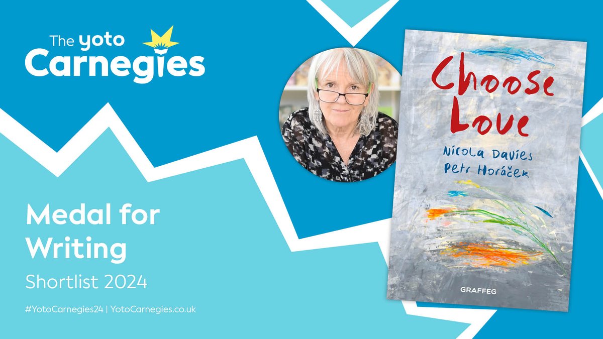 CarnegieMedals's tweet photo. Choose Love has been shortlisted for the Yoto Carnegie Medal for Writing 2024, congratulations @NicolaKidsBooks @graffeg_books! #YotoCarnegies24 https://t.co/BhXzIJzPuM