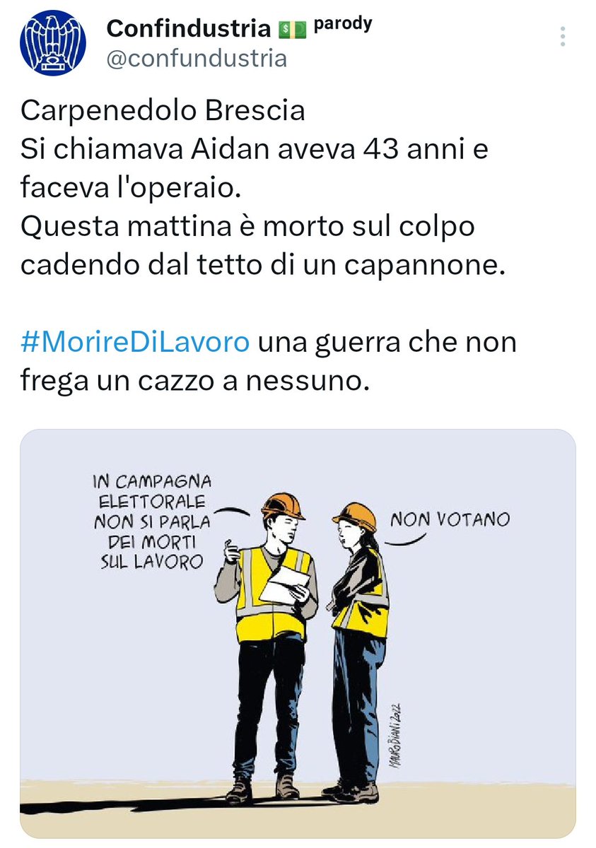 #MorireDiLavoro #MortisulLavoro
#StrageSilenziosa #Diritti #Sicurezza