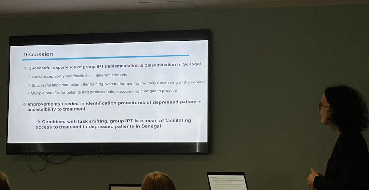 DrCatherine_OL's tweet photo. Inspirational presentation on group IPT for people living with HIV and comorbid depression in West Africa. Taking away lots of ideas and enthusiasm #isiptcon2024 #isipt https://t.co/xsRa4s9Q5G