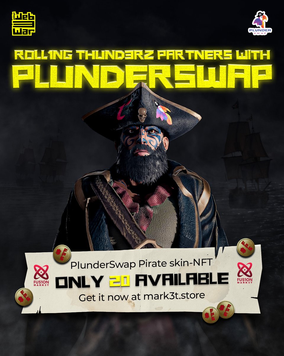 🦜Ahoy! @Roll1ngThund3rz are delighted to announce a partnership with @PlunderSwap 🦜 To kick-off the partnership, $FPS token is now listed on the #PlunderSwap exchange! We are also celebrating this commitment to do cool things together by releasing limited edition…