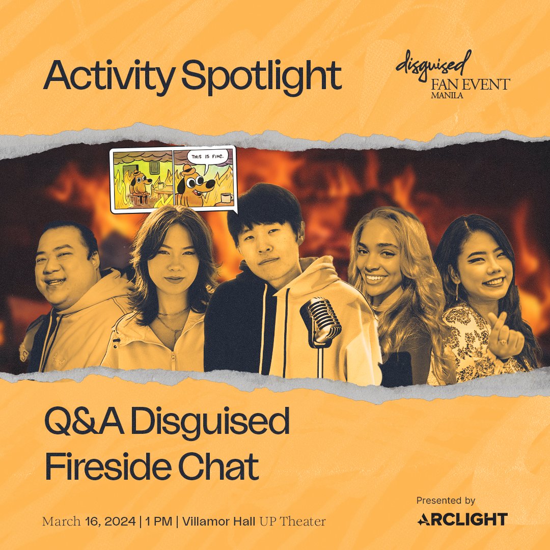 Who’s down to chat and vibe with DSG? We’re ready for the laughs, the stories and maybe even the feels! 

Get to know the DSG Gang like you never had this weekend. 

Get your tickets at disguised.gg/manila