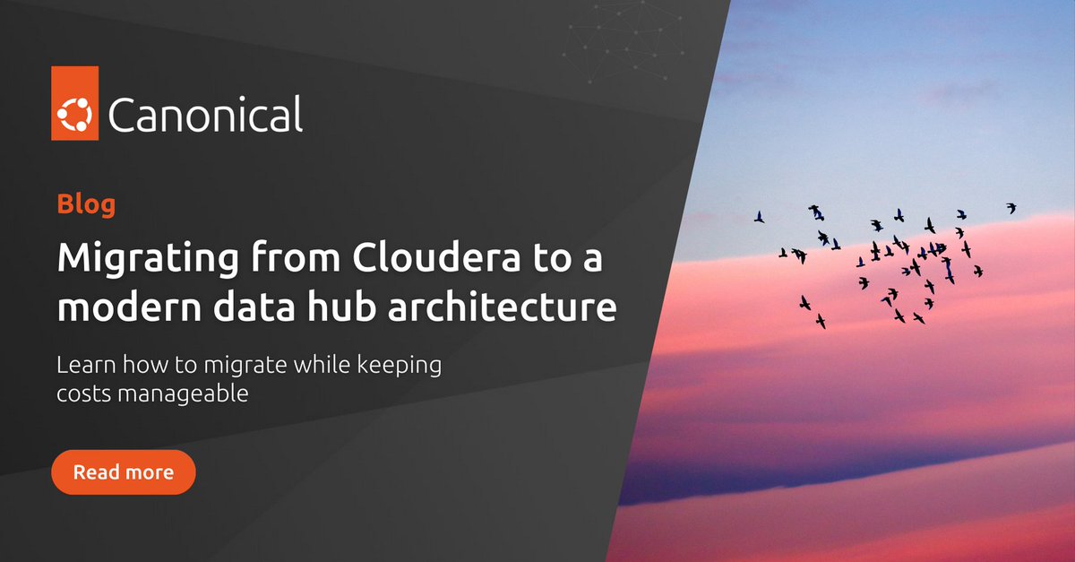 Canonical's tweet image. When architects are looking for alternative data hub platforms, they tend to seek a solution that’s free, open source, powerful, and flexible. 

Read more about Cloudera alternatives in our blog below.
ubuntu.com/blog/cloudera-…

#cloudera #datahub #spark