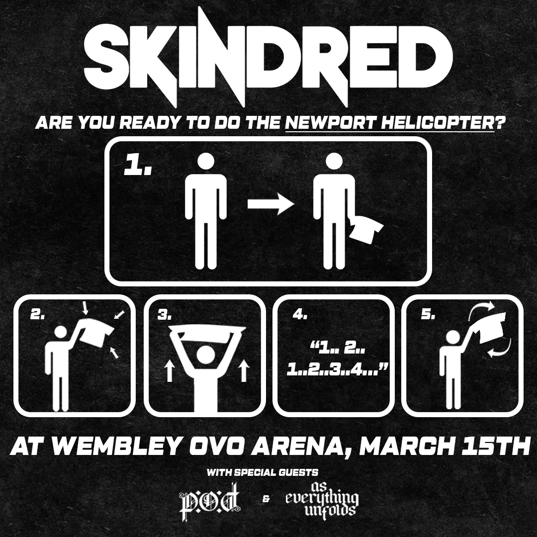 2 more sleeps until we blast the roof off WEMBLEY @OVOArena with the exceptional @POD & @AEUOfficial Ready this helicopters ! last tickets from ticketmaster.co.uk/skindred-londo…