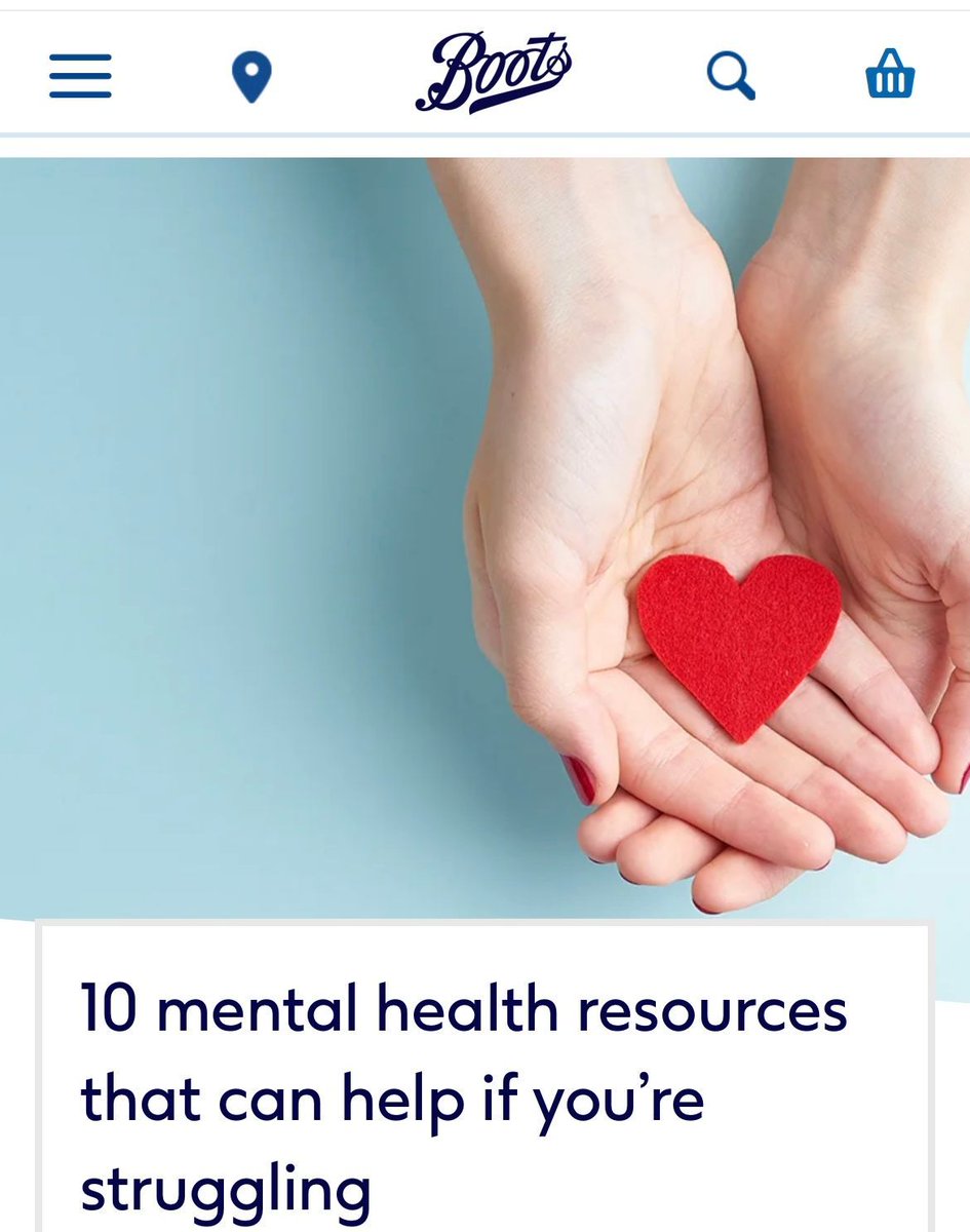 Did you know we have previously been recommend by @BootsUK ?! An article normalising the discussion around mental health Heather Gwyther pulled together a list of helpful resources available at your fingertips and we were included in that 🎉 buff.ly/3uREFS1