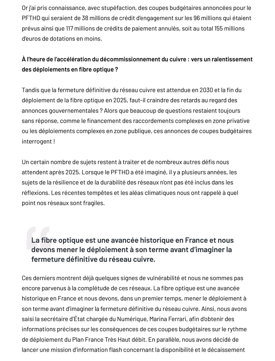 CSNUMPOST's tweet photo. Tribune de M. @DMichallet, sénateur de l'Isère et Président de la CSNP, publiée dans Acteurs Publics sur les conséquences des coupes budgétaires sur le financement du Plan France Très Haut Débit #PFTHD
#fibre #finducuivre #telecoms #thd https://t.co/s7WuwZp6uq