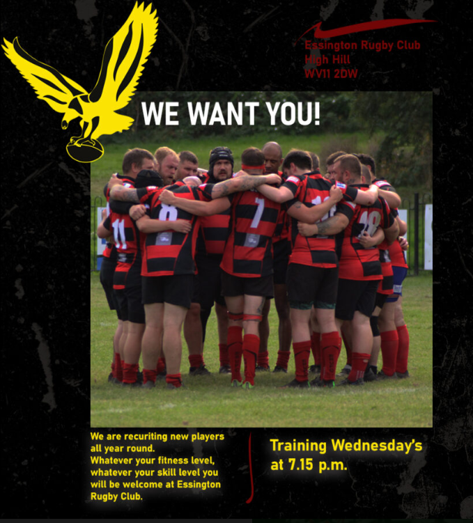 🏉 @EssingtonRUFC are looking for new players to join their club! Looking to play rugby in the Wolverhampton area? Get involved!