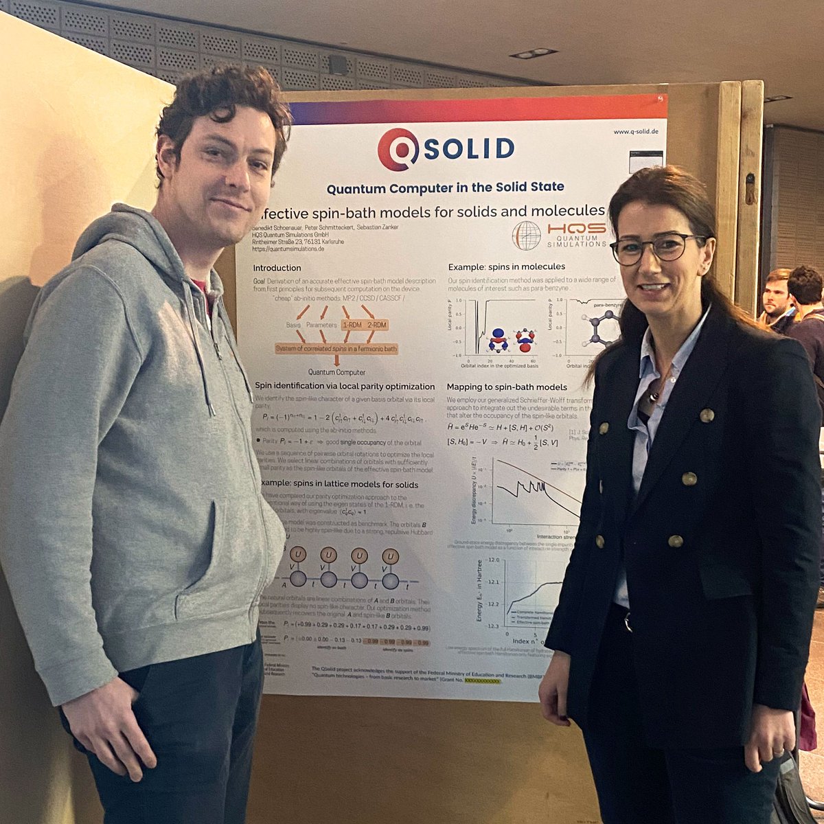 HQS @ the 4th #QSolid Collaborative meeting: It was a great pleasure to exchange ideas with our project partners and to present our latest results on the description of #spinphysics in #molecules. #postersession @QSolid_DE #quantumsimulation