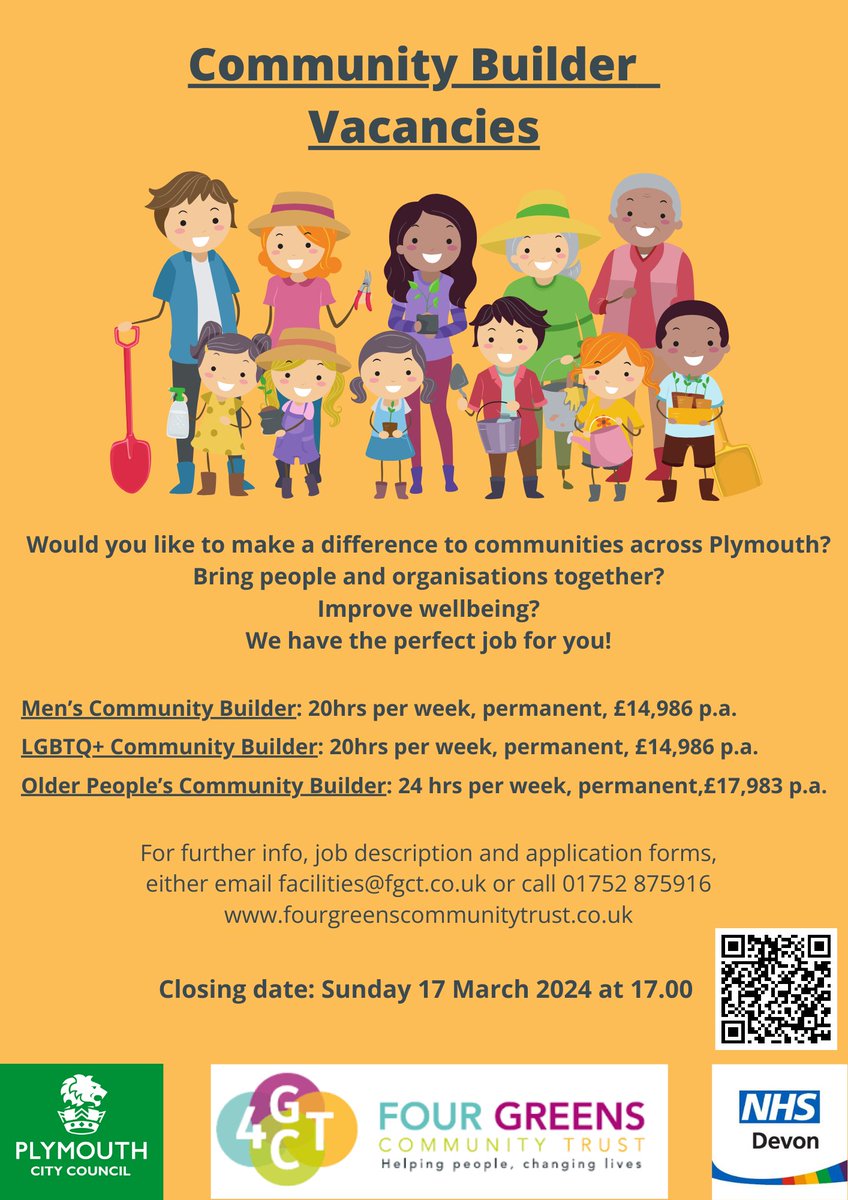 Four Greens Community Trust - Wellbeing Hub (@4gcthub) on Twitter photo You still have till Sunday the 17th March to apply for one of these exciting positions working with our amazing team at <a href="/4GCTHub/">Four Greens Community Trust - Wellbeing Hub</a>
Community Builders: fourgreenscommunitytrust.co.uk/post/community…
Mental Health Advisor:fourgreenscommunitytrust.co.uk/post/mental-he… You still have till Sunday the 17th March to apply for one of these exciting positions working with our amazing team at <a href="/4GCTHub/">Four Greens Community Trust - Wellbeing Hub</a>
Community Builders: fourgreenscommunitytrust.co.uk/post/community…
Mental Health Advisor:fourgreenscommunitytrust.co.uk/post/mental-he…