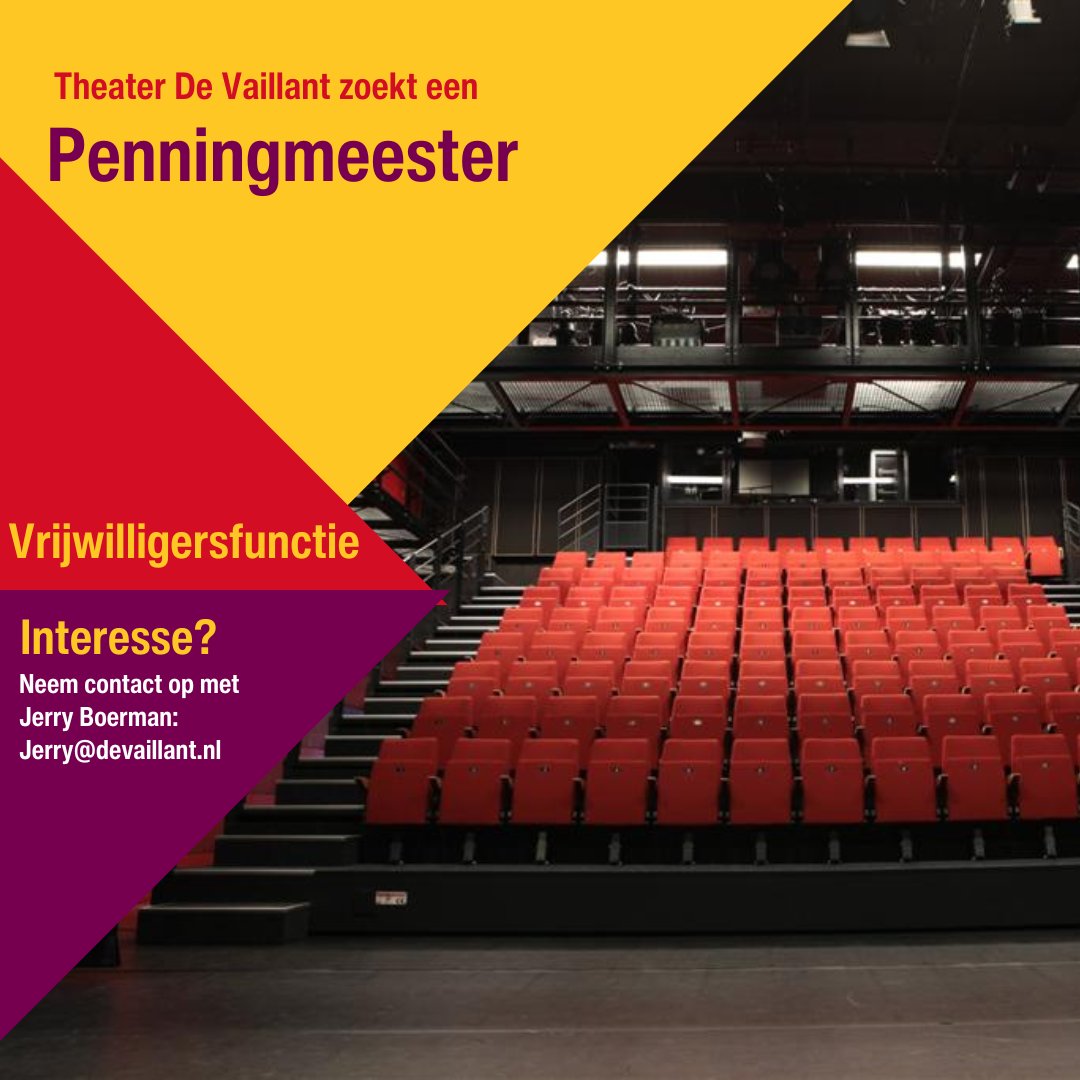 devaillant's tweet image. Wij zoeken jou! Theater De Vaillant is opzoek naar een Penningmeester. Zie de link voor meer informatie: devaillant.nl/cache/penningm…