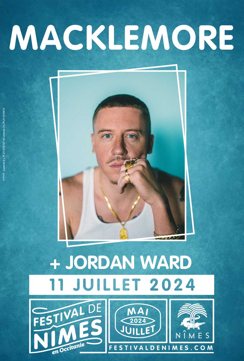 #JordanWard assurera la première partie du concert de @macklemore le Jeudi 11 Juillet 2024 au #FestivaldeNîmes 💥 🎟 Billets dispos ici : festivaldenimes.com #macklemore #premièrepartie #festivaldenîmes2024